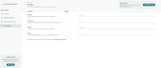 Feature usage menu
